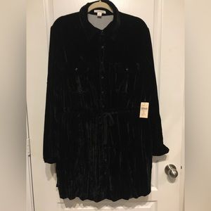 Coldwater Creek Crinkled Black Velvet Tunic, Sz 2X (Womens 20/22)
